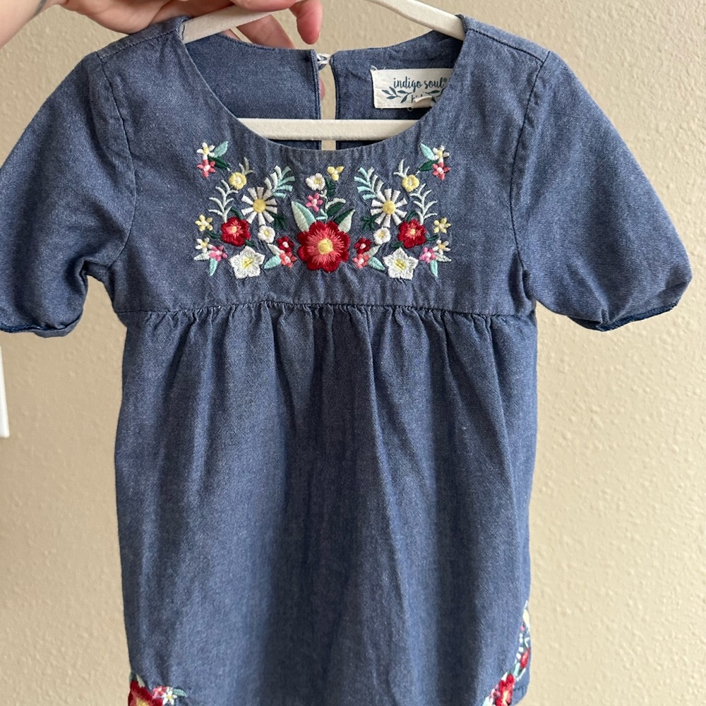 Indigo Soul Denim Blue Floral Kids Dress
